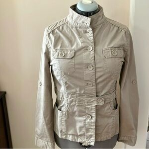 Lady Hathaway cotton safari military jacket, neutral beige, M